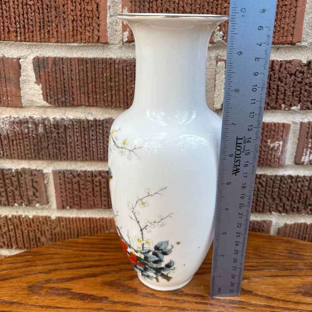 Jay Fine China Japan Vase With Two Blue Birds Sitting On A Branch